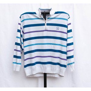 PAUL & SHARK Yachting White Blue‎ Purple Cotton 1/4-Zip Pullover 2XL Italy AS IS